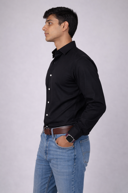 Moos Branded Mens Casual Shirt-Black MCS-39