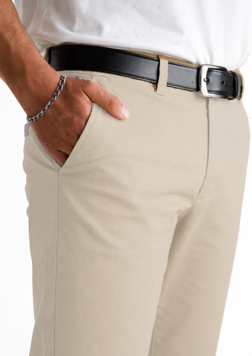 Bershk Branded Men's Slim Fit Chino Pant Light Brown Color MCP-25