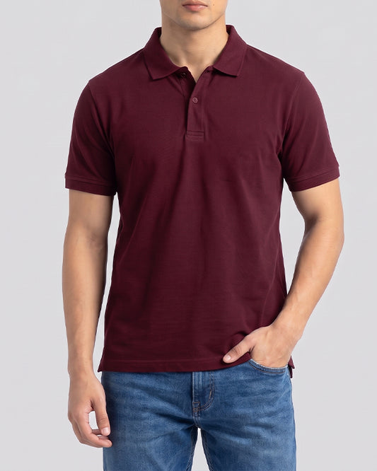 Spark Men's Rib Polo T-shirt Maroon Color MPT-05