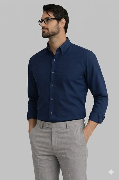 Michael Krs Branded Men’s Solid Navy Blue Formal Shirt MFS-21