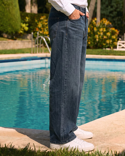 PullNBear Loose-Fit Jeans-Vintage Indigo MJ-28