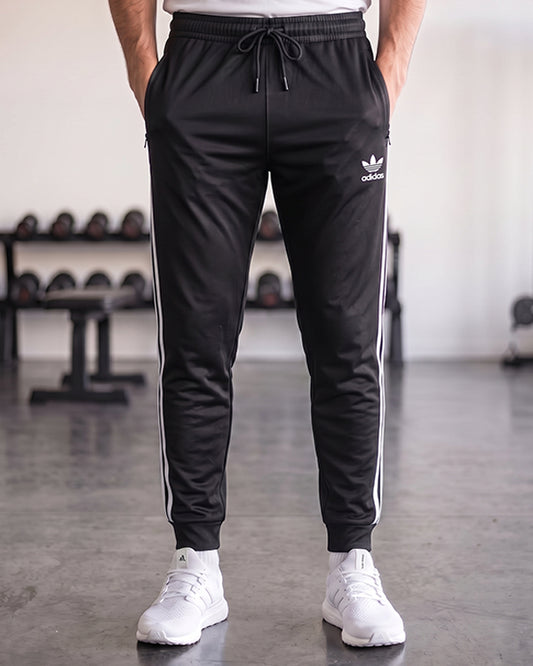 Adeds Branded Men’s Black Dry Fit Striped Jogger Trouser MDTR-04