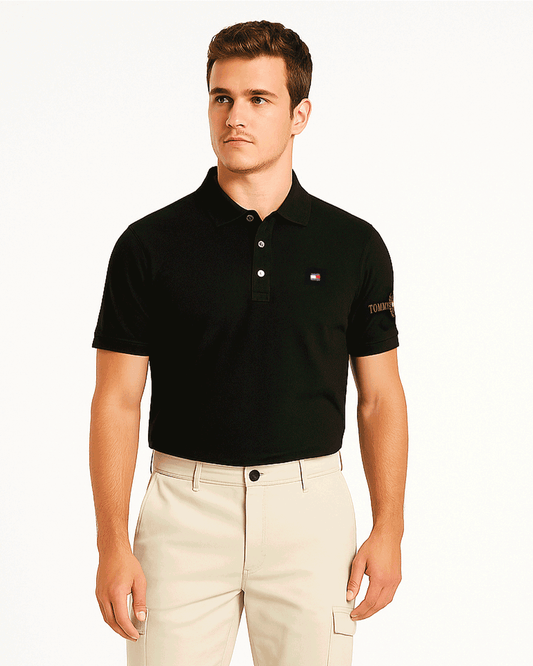 TOMIE Hil Branded Polo T-shirt  Black Color Mpt-32