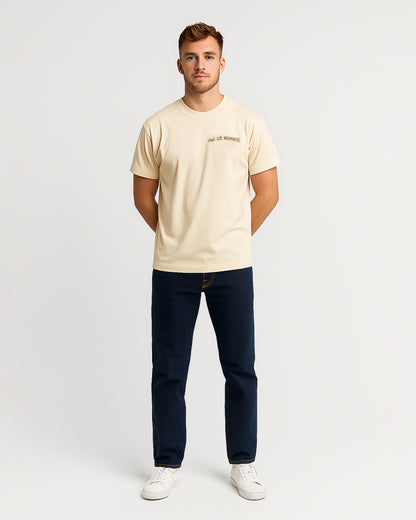 Pas Monaco Branded Men's Beige Drop Shoulder Tee MT-18