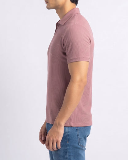 Spark Men's Pink Color Rib Polo T-shirt MPT-02