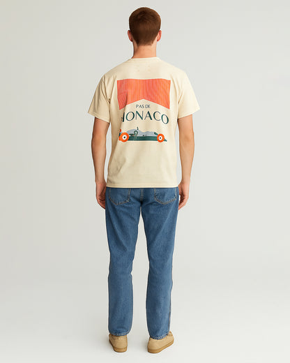 Pas Monaco Branded Men's Beige Drop Shoulder Tee MT-18
