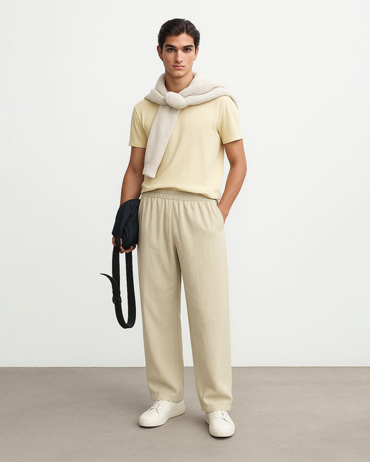 Spark Winter Cream Relaxed Fit Knit Trousers Mtr-06