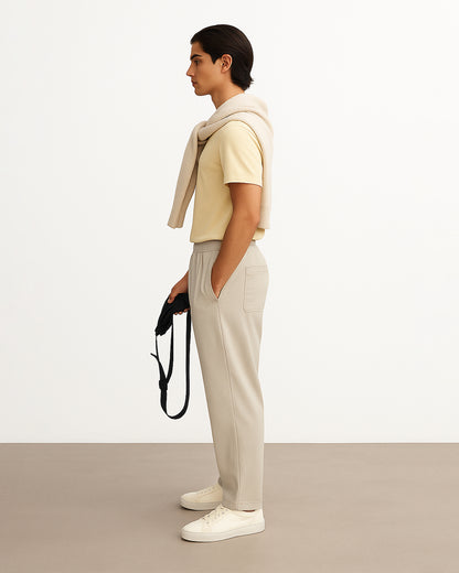 Spark Winter Cream Relaxed Fit Knit Trousers Mtr-06