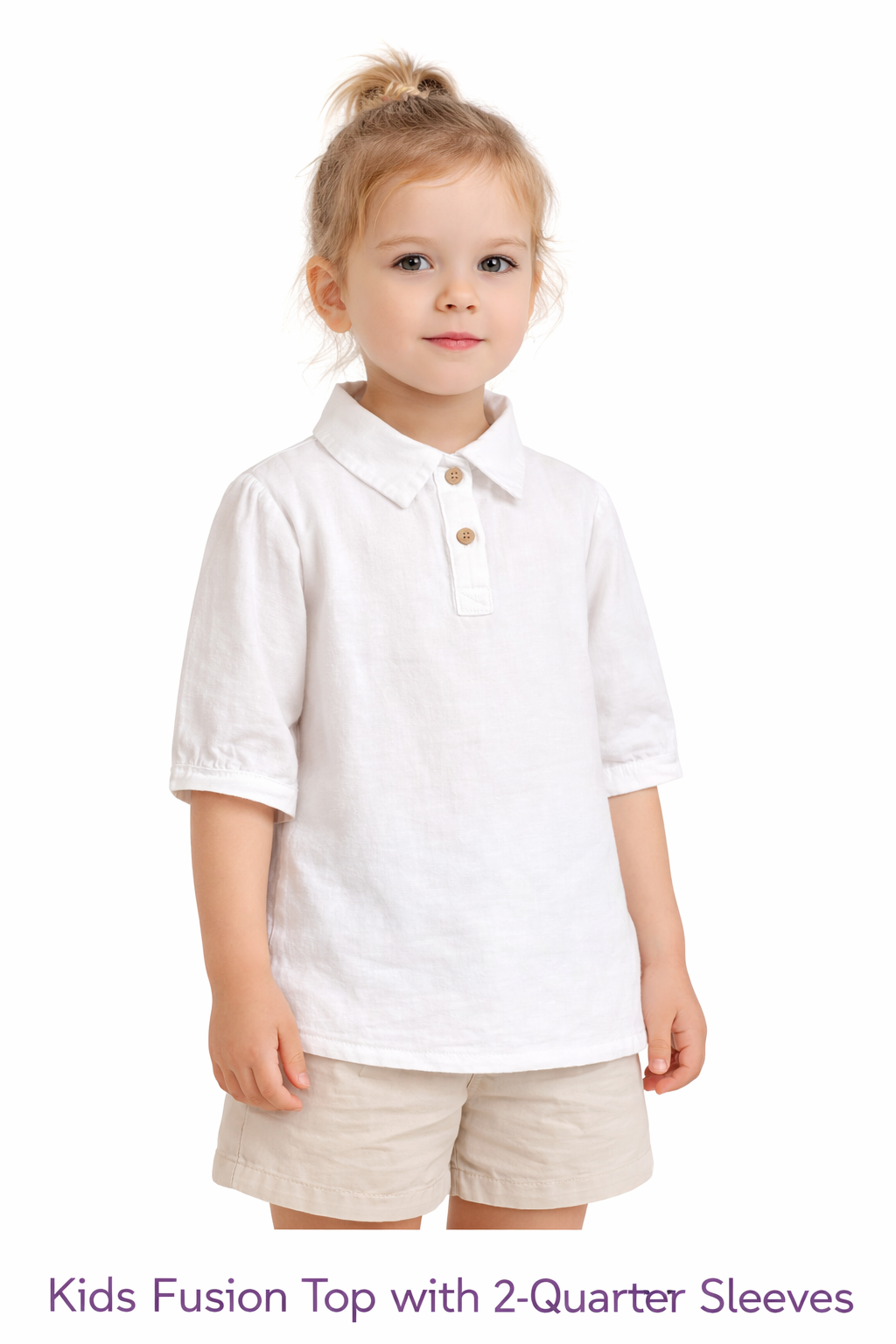 Spark Branded Girls Solid Cotton Fusion Top – White GF-09
