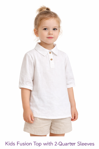 Spark Branded Girls Solid Cotton Fusion Top – White GF-09