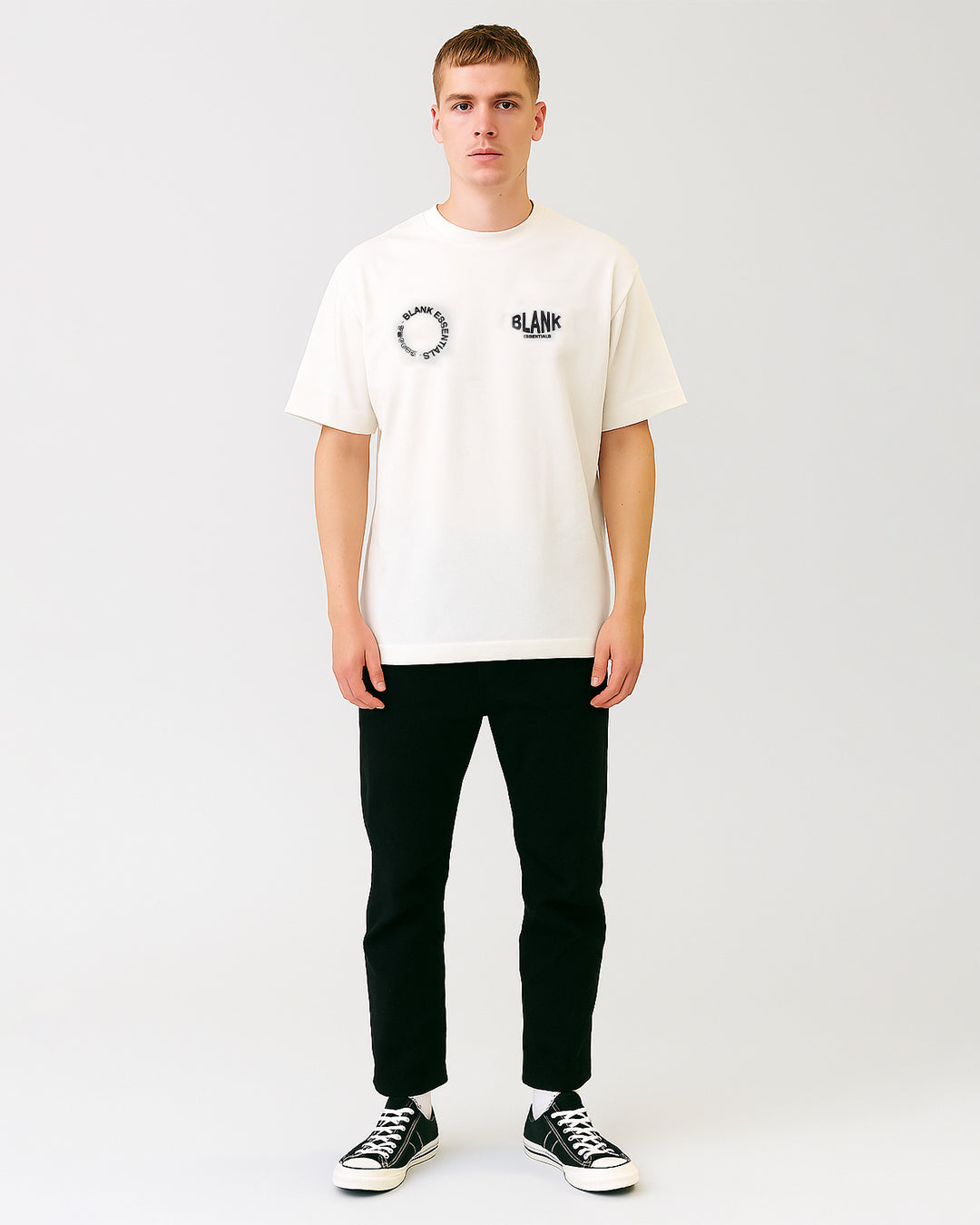 Blanky Branded Men's White Drop Shoulder Tee MT-21