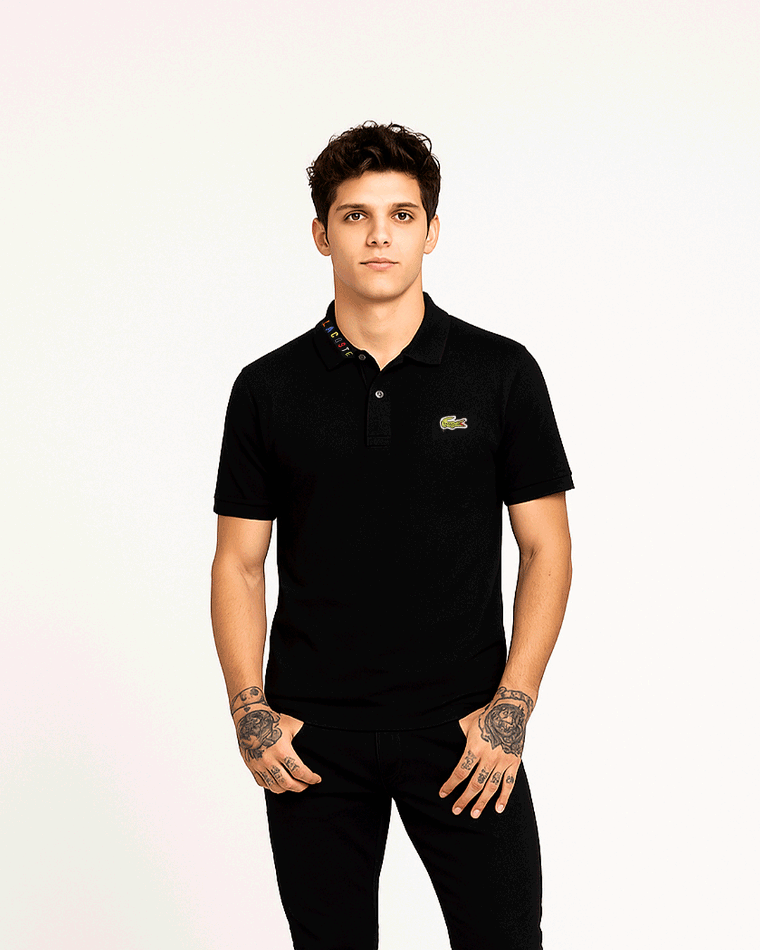 Lacostie Branded Polo T-shirt Black Color Mpt-34