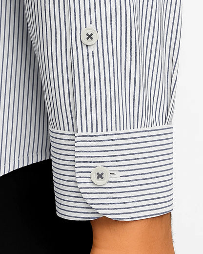 Michael Krs Branded Men's Slim Fit Striped Shirt White & Grey Color MMS-07
