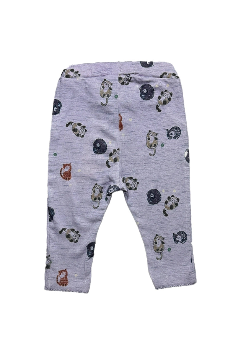 Branded Girl's Lilac Cute Cat Print Trouser KUT-12