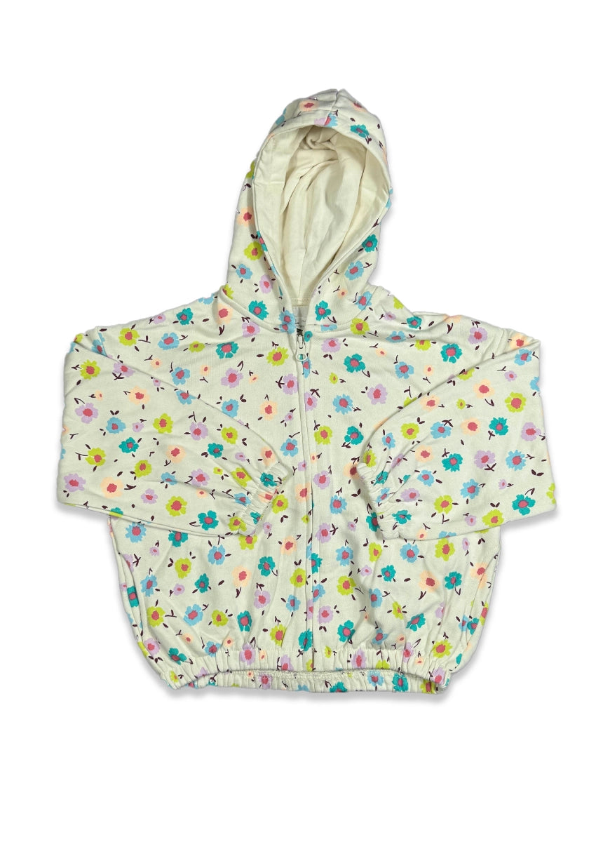 Zarraa Branded All-Over Floral Print Zip-Up Hoodie KH-08