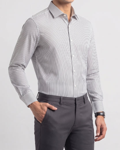 Michael Krs Branded Men's Slim Fit Striped Shirt White & Grey Color MFS-06