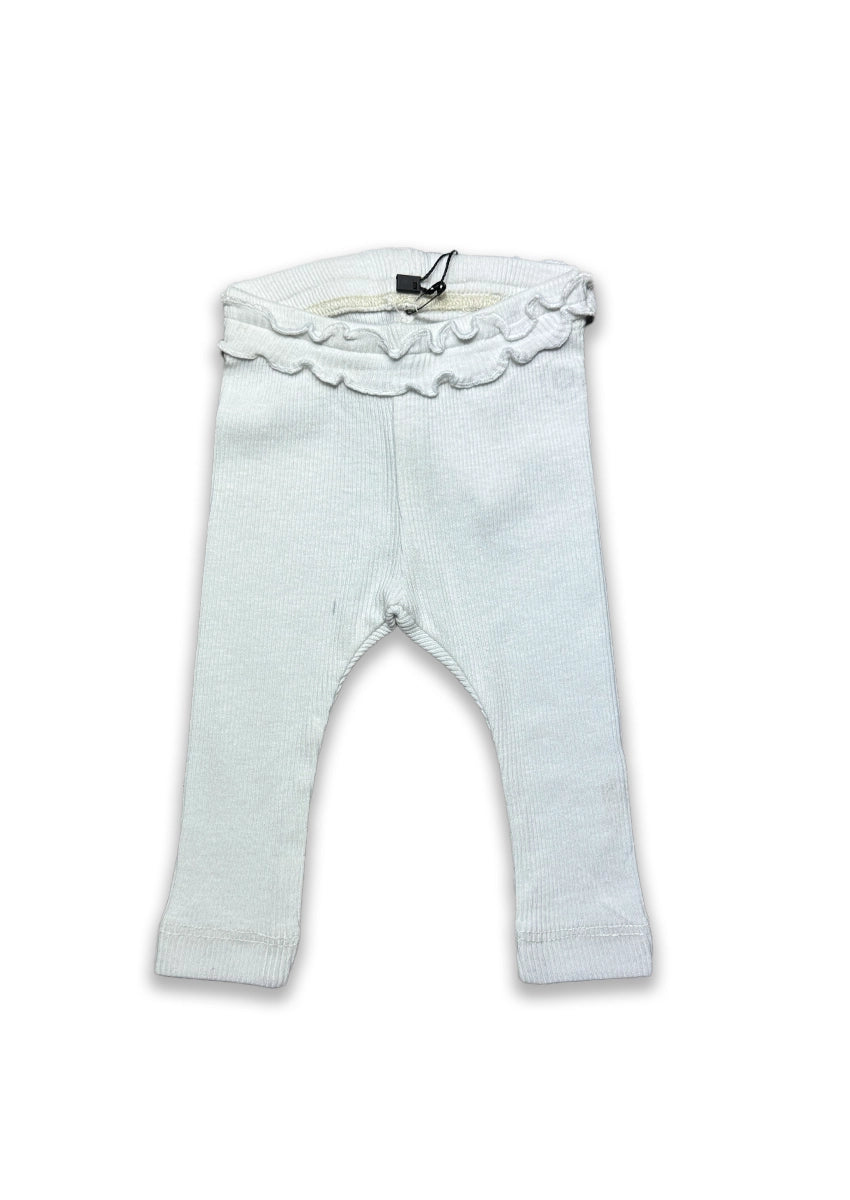 Branded Girl's Off-White Ribbed Ruffle-Trim Tights GTD-19