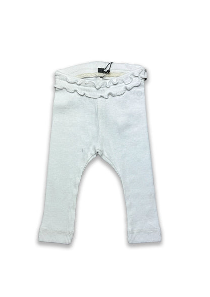Branded Girl's Off-White Ribbed Ruffle-Trim Tights GTD-19
