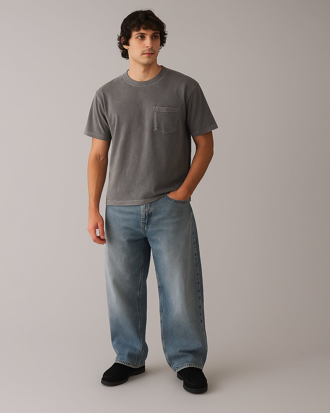 ARIZON Branded Men's Charcoal Vintage Pocket Tee MT-26