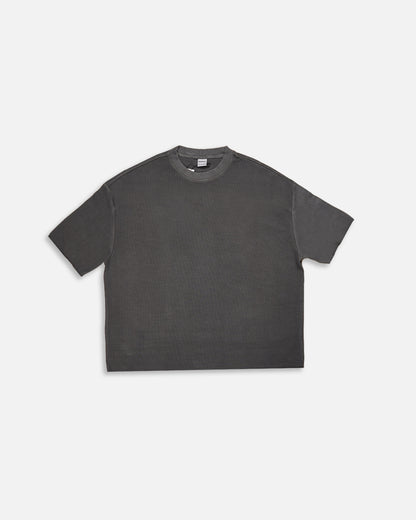 BERSK Men's Charcoal Textured Knit T-Shirt Drop Sholuder Mt-06