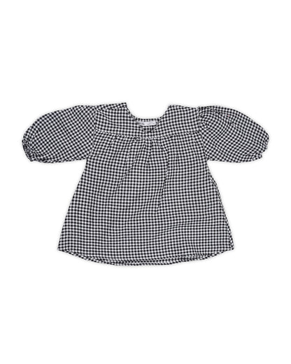 SPARK Branded Kids Gingham Puff-Sleeve Fusion Top GF-14
