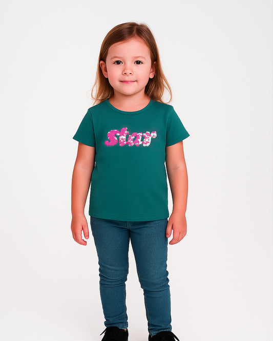 Pepprets Branded Girl's T-shirt Bubble Green Color GTS-06