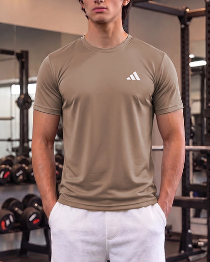 Adids Branded Men's Essential Performance Athletic T-Shirt - Khaki MDT-44