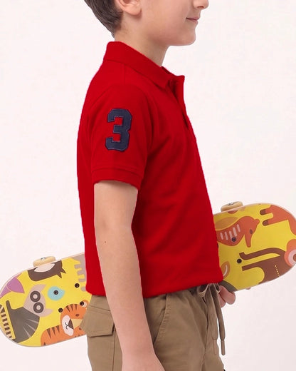 US Pollo Branded Boy's Polo T-shirt Red Color BPT-07