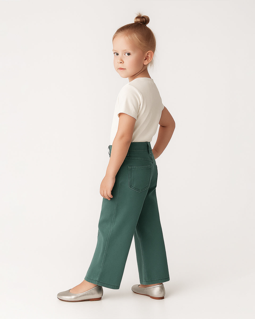 SFRA Girls’ Premium Denim Wide-Leg Jeans – Aqua Teal GJ-03