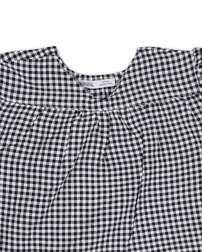 SPARK Branded Kids Gingham Puff-Sleeve Fusion Top GF-14