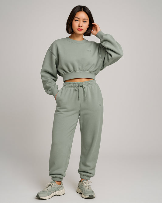 Alos Branded Essential Winter Fleece Co-Ord Set – Sage Green (Premium Export) WCS-23