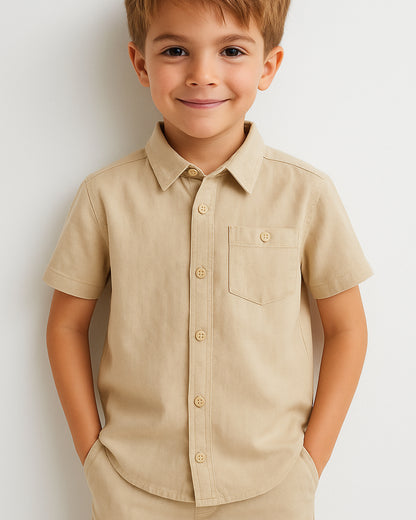 TILTY Branded Boy's Beige Color Shirt Half Sleeves BS-10