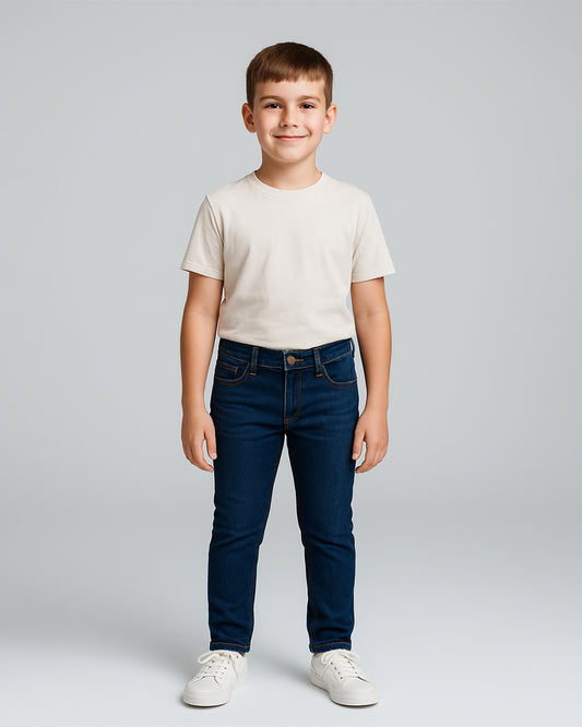 Maxy Branded Boys Dark Blue Skinny Fit Denim Jeans BJ-01