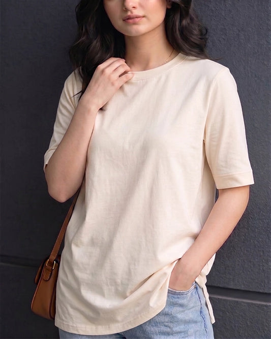 Premium Unisex Oversized Cotton T-Shirt – Cream WT-03