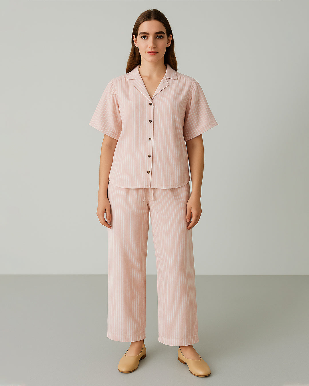 Zelig Branded Pink & White Striped Co-Ord Set WCS-14