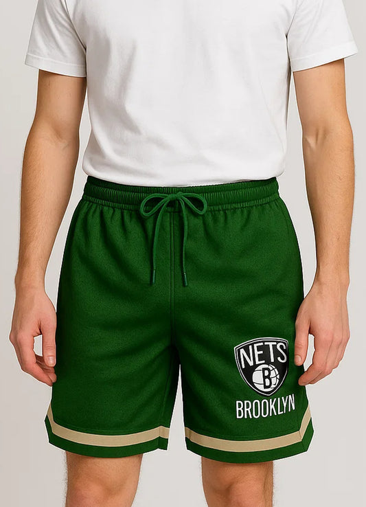 NBBA Branded Boy's & Men's Polyester Shorts Bottle Green Color MST-04