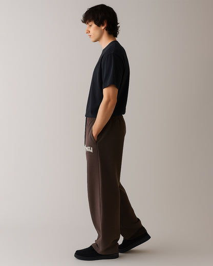Younglay Winter Branded Unisex Fleece Wide-Leg Trousers – Mocha Brown UT-22