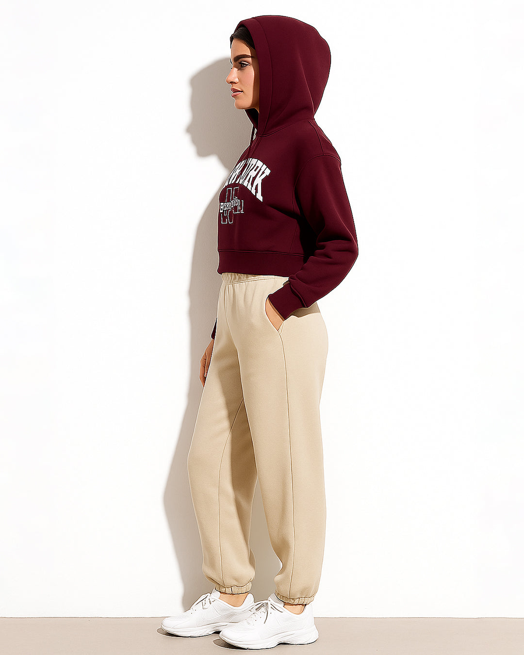 Teranovy Branded Women’s Cropped Hoodie – Maroon WHD-04