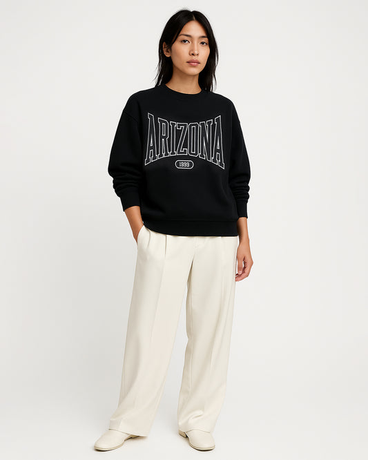 Teranovy Branded Women's Oversized Sweatshirt – Black WSWT-04