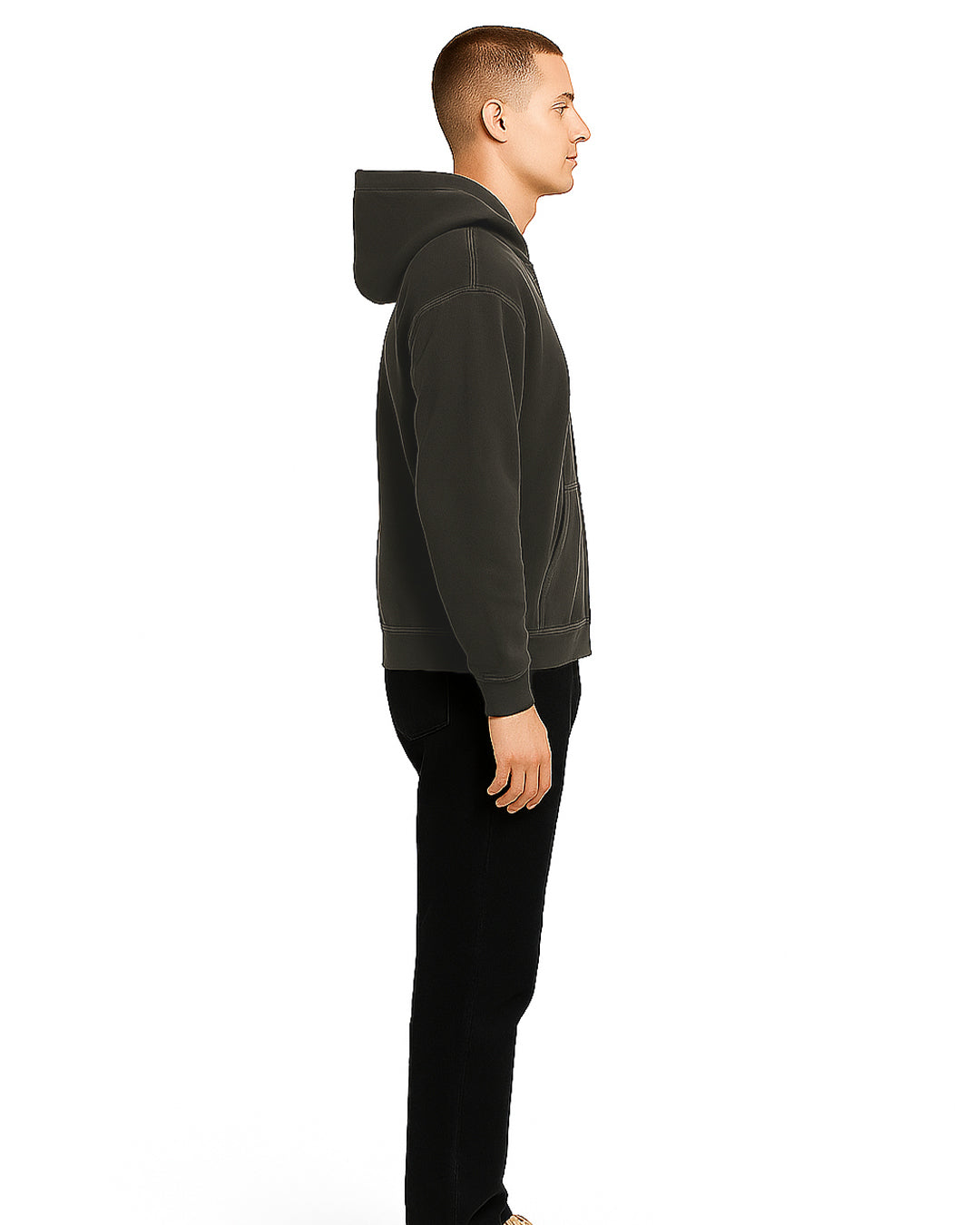 Branded Men’s Charcoal Zip-Up Hoodie MZH-01