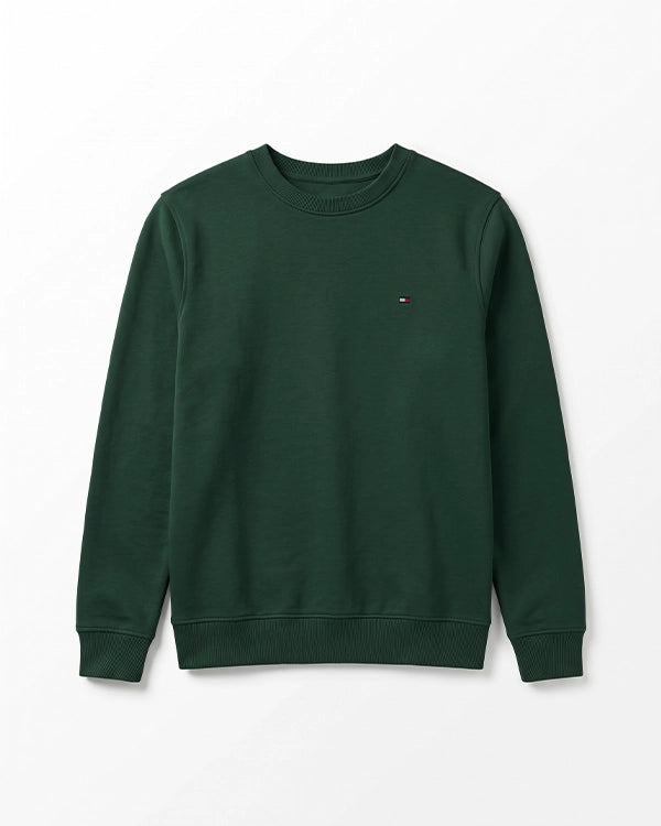 Tomie Hil Branded Mens Forest Green Classic Crewneck Sweatshirt Sp-29