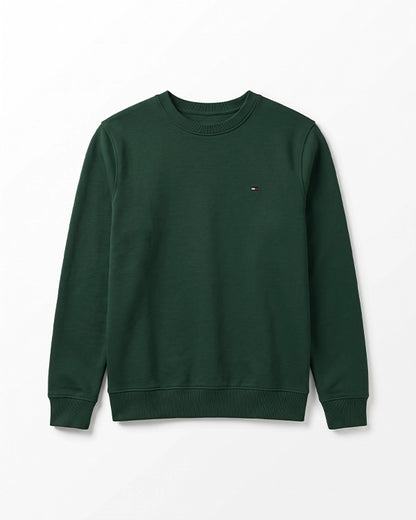 Tomie Hil Branded Mens Forest Green Classic Crewneck Sweatshirt Sp-29