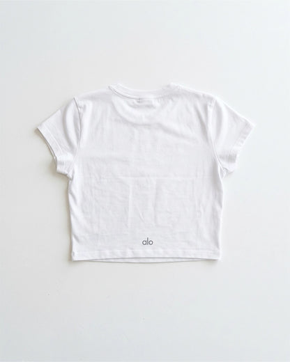 Alos Branded Women's Short Sleeve Athletic Crop Top - White WTT-23