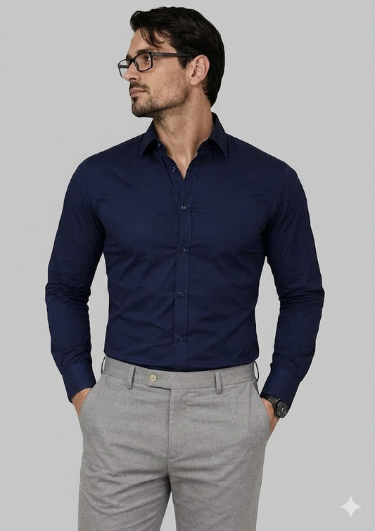 Zelig Branded Mens Formal Shirt - Navy Blue MFS-30