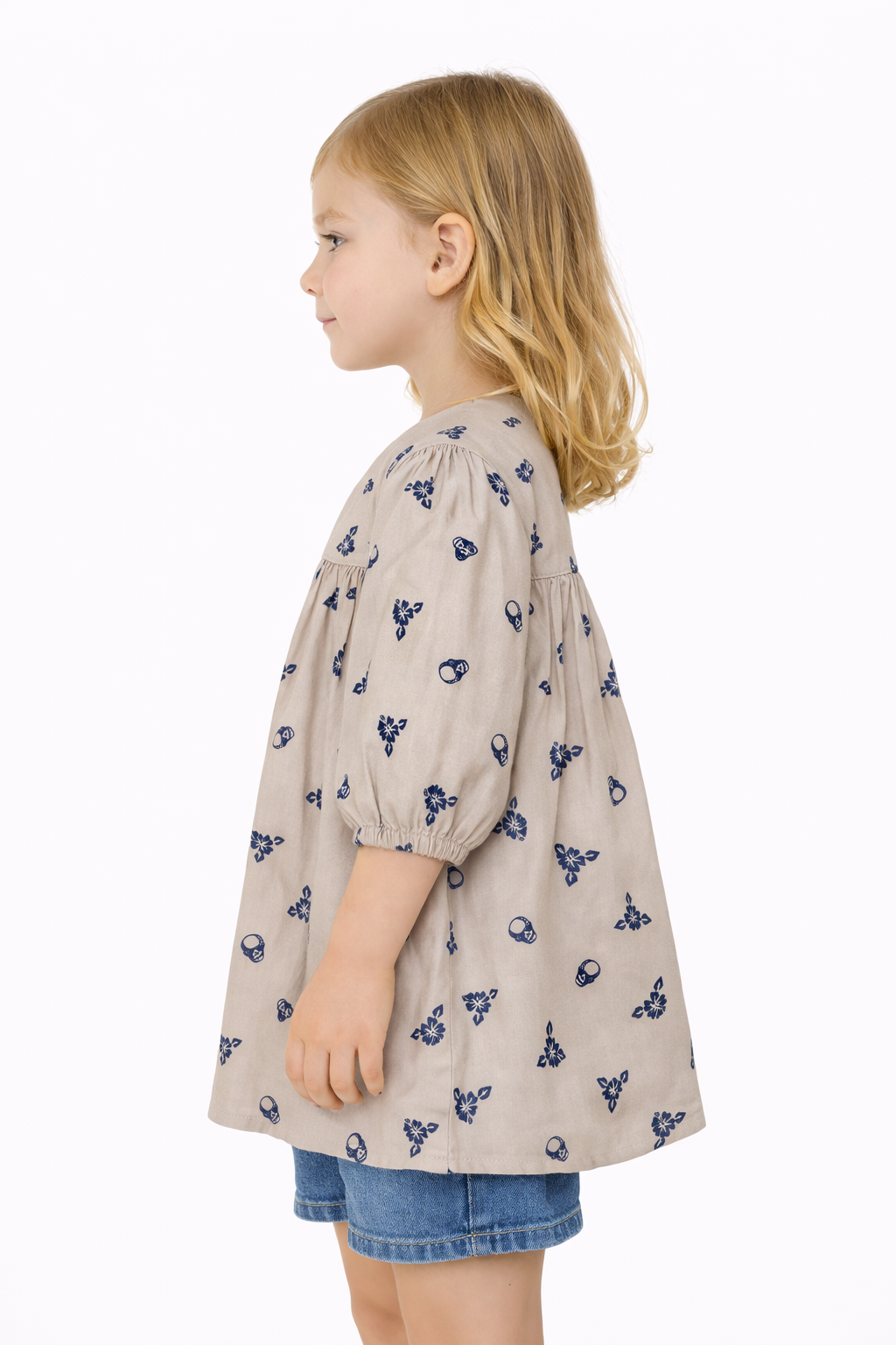 SPARK Branded Kids Printed Puff-Sleeve Fusion Top GF-12