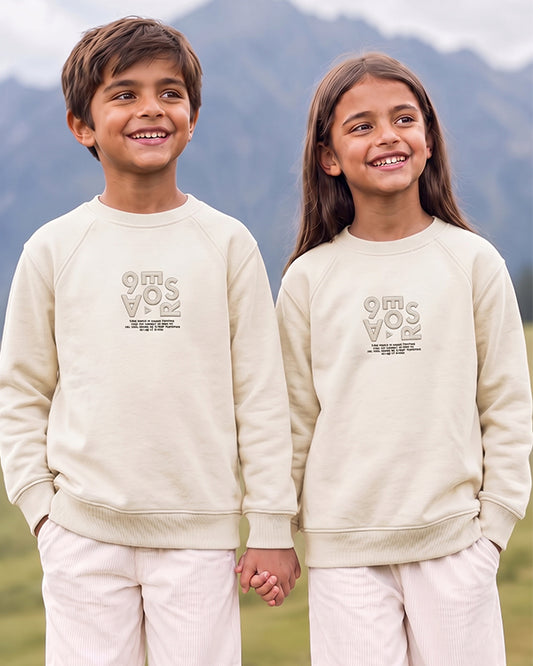 Zarra Branded Kids "9EOS" Beige Graphic Sweatshirt Sp-02