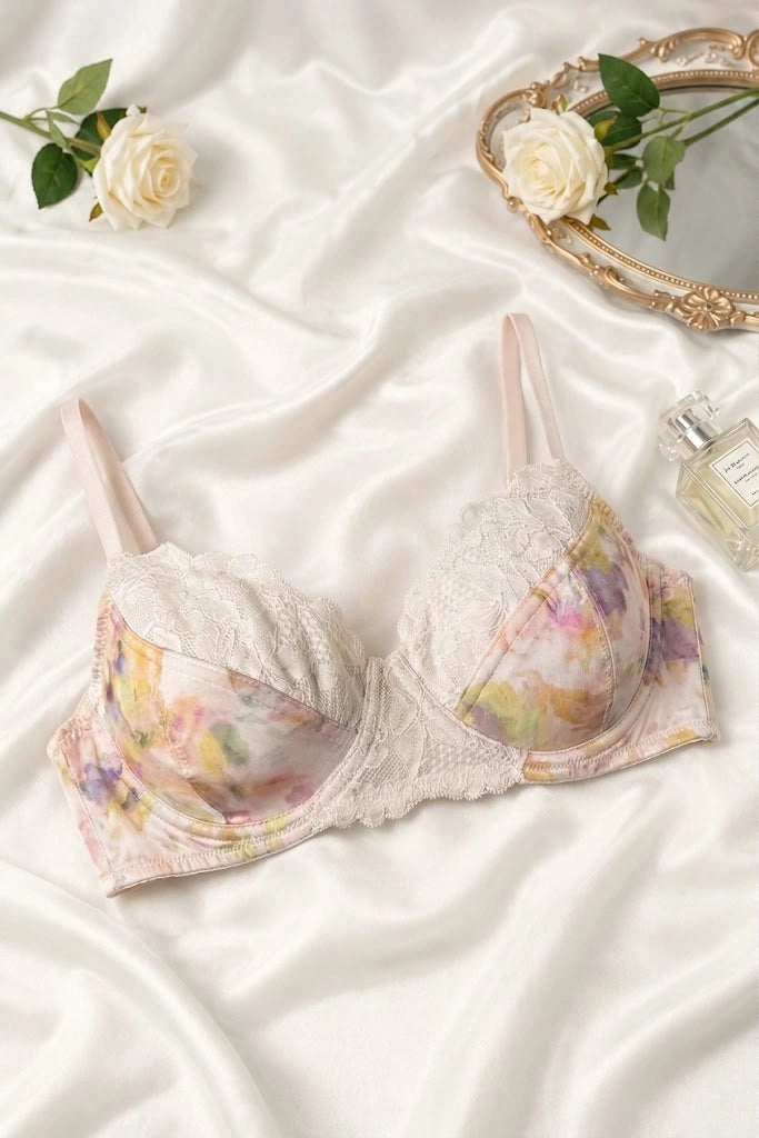Branded Pastel Floral Lace Underwire Bra WBS-09