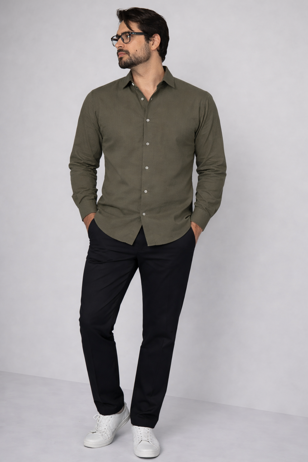 Moos Branded Mens Casual Shirt-Olive Green MCS-41