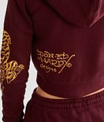 ED HRDY Branded Women's Crop Zipper Hoodie Mehroon Color Color HRDH-08