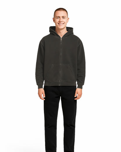 Branded Men’s Charcoal Zip-Up Hoodie MZH-01